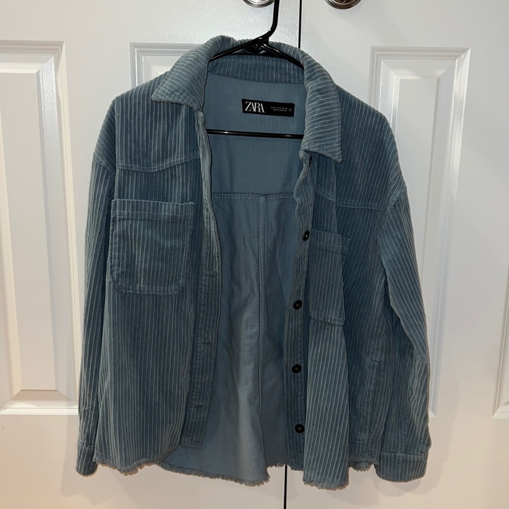 Corduroy Zara Frayed Blue Jacket Size Small worn once!!